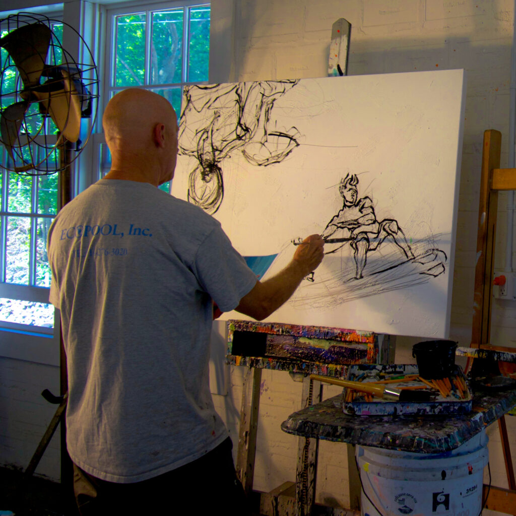 Tom Christopher oil painting, expressionist, Lift Trucks Art studio Croton Falls NY