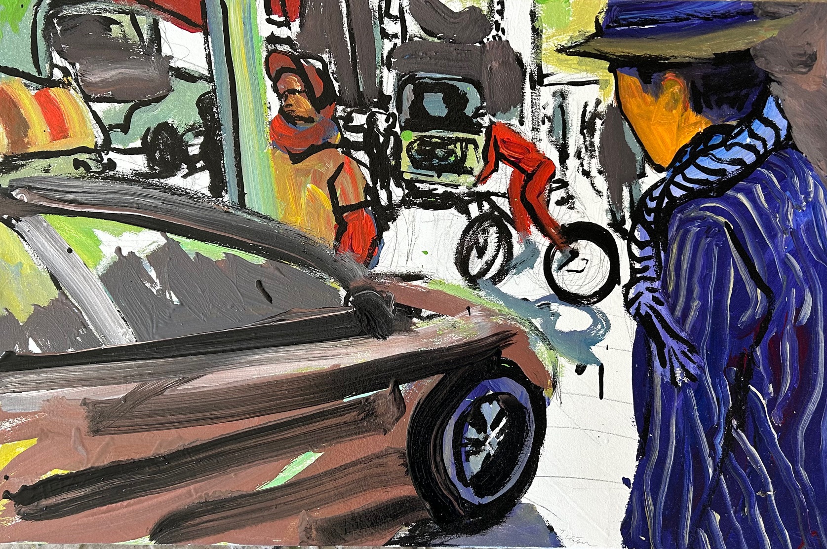 Tom Christopher, Times Square Study II, oil 40x40in, 2026, Lift Trucks Art