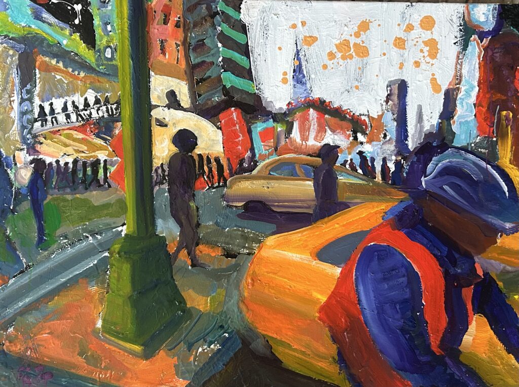 Tom Christopher oil painting, expressionist, Lift Trucks Art studio Croton Falls NY